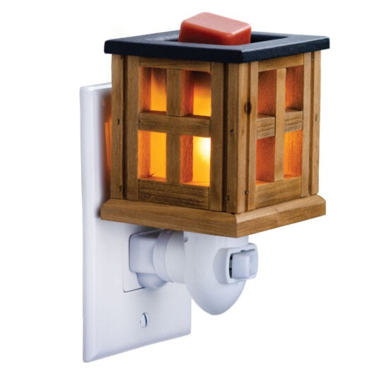 Pluggable Wax Warmer, Wood Lantern