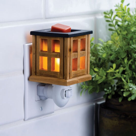 Pluggable Wax Warmer, Wood Lantern